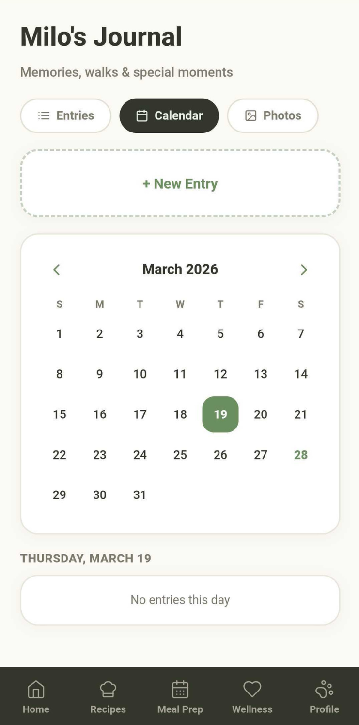 WellWhisker log for everyday observations like appetite, energy, and mood